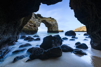 Rocks in coastal cave, algarve