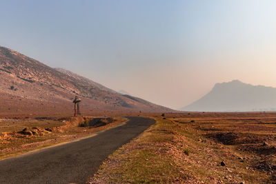 Countryside empty rural area cover with mist at morning