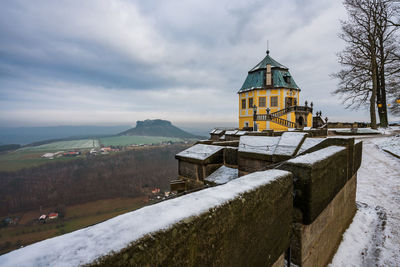 Königstein fortress in winter, saxon switzerland.