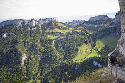 Panoramic view of landscape and mountains against sky