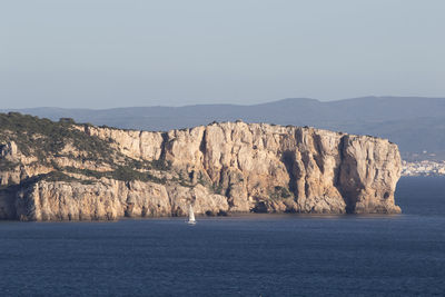 Scenic view of sea against clear sky