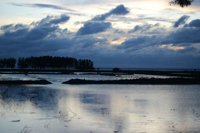 Scenic view of sea against cloudy sky