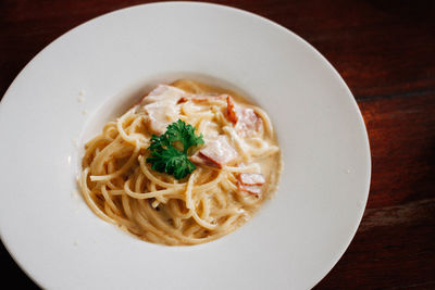 High angle view of meal served in plate