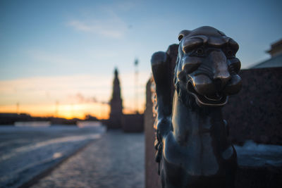 Close-up of statue against sky