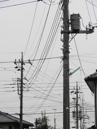 Low angle view of electricity pylon against sky