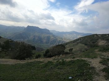 Scenic view of mountains against sky