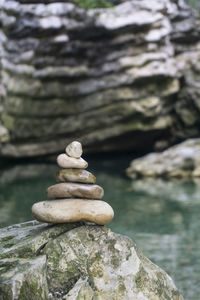 Stack of stones in lake