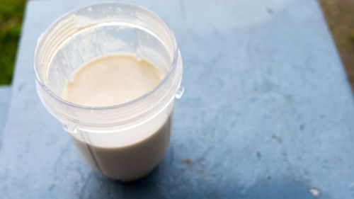 High angle view of coffee on table