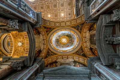 Directly below shot of ceiling in building