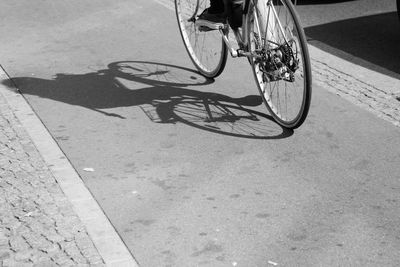 Low section of bicycle on street