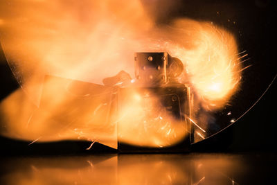 Close-up of fire at night