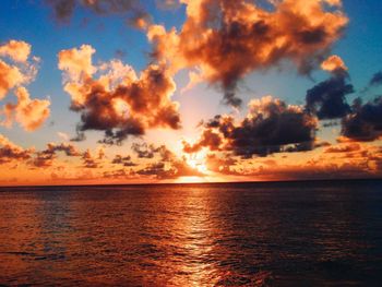 Scenic view of sea against cloudy sky