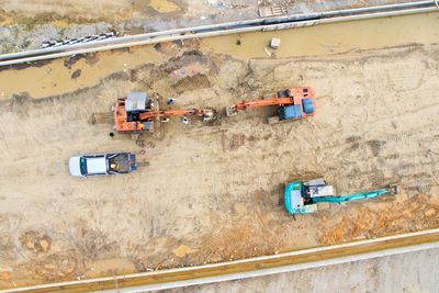 High angle view of construction site