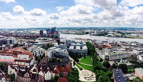 High angle view of cityscape