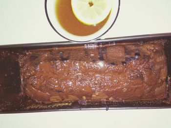 Close-up of drink served on table