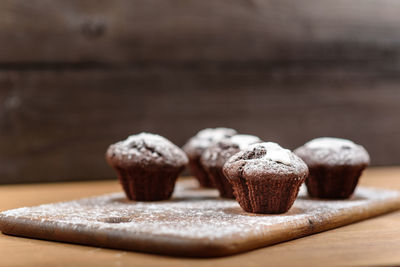 Close-up of chocolate cake on table