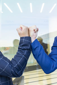 Business partners handshake. business partners hold out their hand for greeting. 