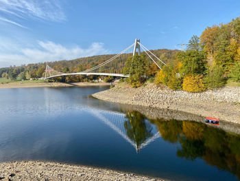 Bridge over river against sky