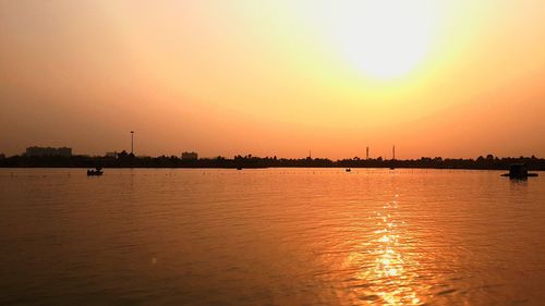 View of sea against sky during sunset