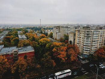 Aerial view of cityscape against sky