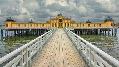 A low angle view on an old bathhouse