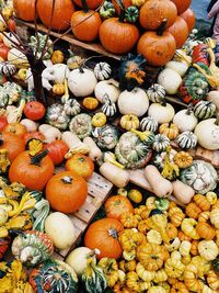 High angle view of vegetables for sale at market stall