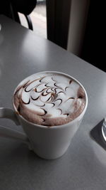 High angle view of coffee on table