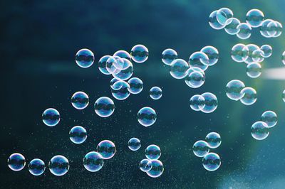 Close-up of bubbles in mid-air