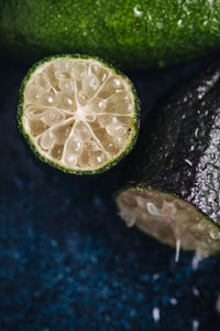 Close-up of lemon slice in water