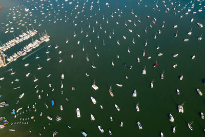 Aerial view of boats water