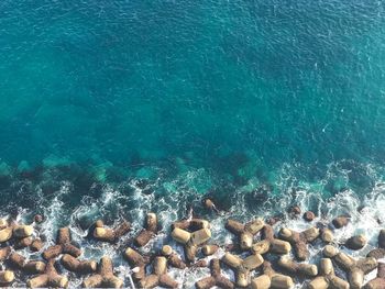 Scenic view of sea against blue sky