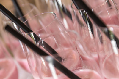 High angle view of drinking glass in container