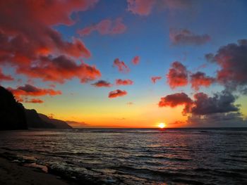 Scenic view of sea against sky during sunset