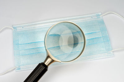 Close-up of eyeglasses against white background