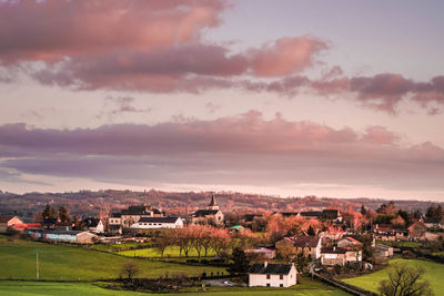 High angle view of townscape against sky