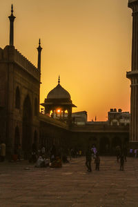 People at town square during sunset