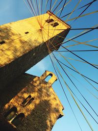 Low angle view of buildings against clear sky