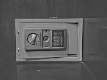 Close-up of keypad on lock