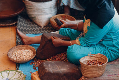 High angle view of food on table