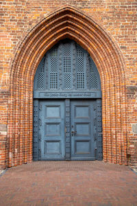 Closed door of old building