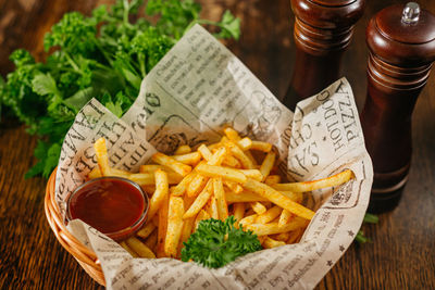Close-up of food in plate on table