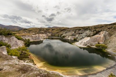 Scenic view of landscape against cloudy sky
