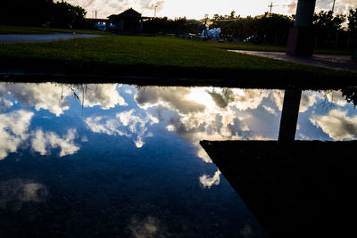 Reflection of sky and clouds in water
