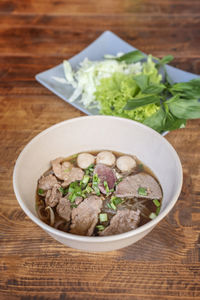 High angle view of food served in bowl