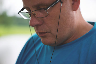 Close-up of mature man wearing eyeglasses