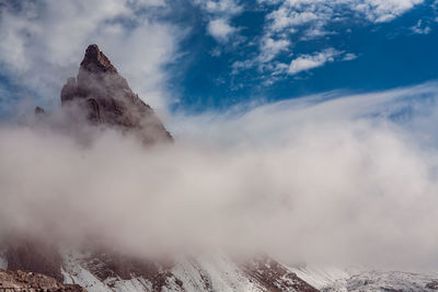 Panoramic view of volcanic mountain against sky