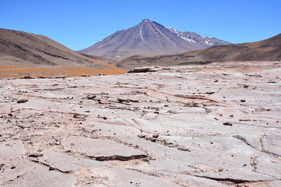 Scenic view of desert against clear sky