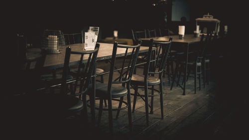 Empty chairs and table at home