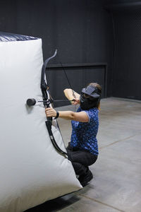 Woman working with umbrella