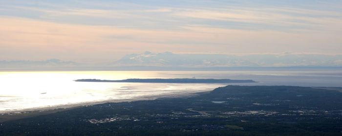 Scenic view of sea against sky during sunset